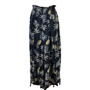 Blue Island Beach Navy Blue Skirt NEW Tassels Pineapples ALl Over Print SZ Small